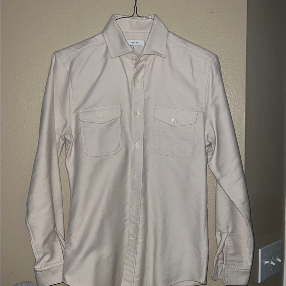 Reiss Cream Heavy Cotton Double Pocket Button Down